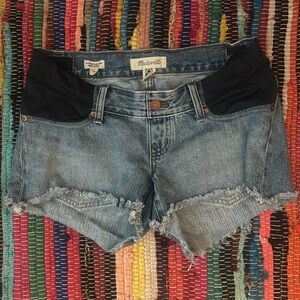 Madewell blue denim maternity cut off shorts